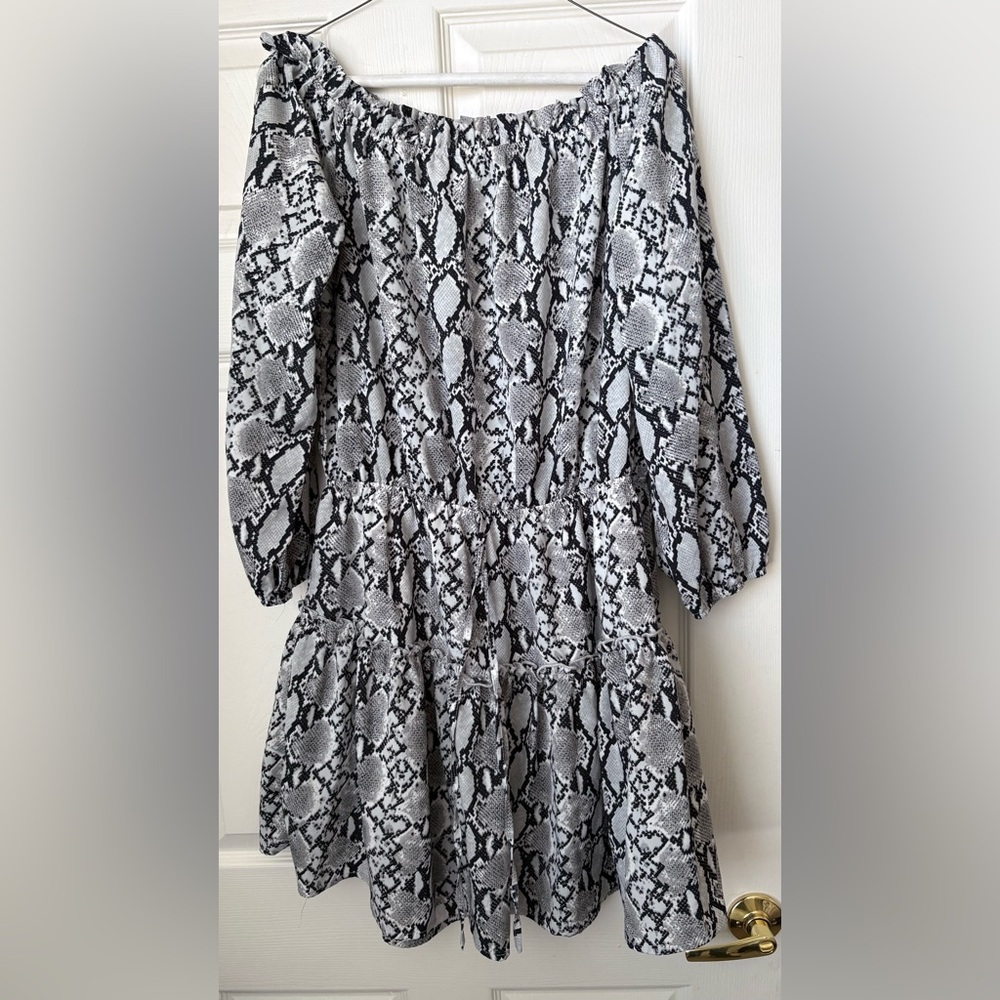 Snake Print Midi Dress in Black & White - Women's